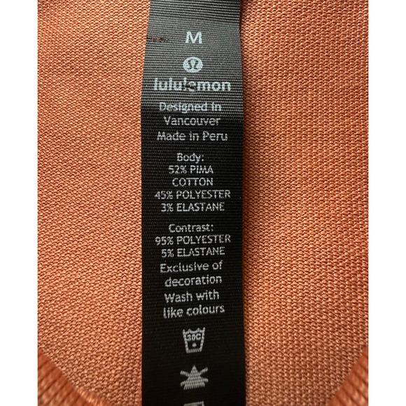 Lululemon Evolution Polo Shirt Mens Medium Orange Pima Cotton Blend Short Sleeve - Picture 4 of 9